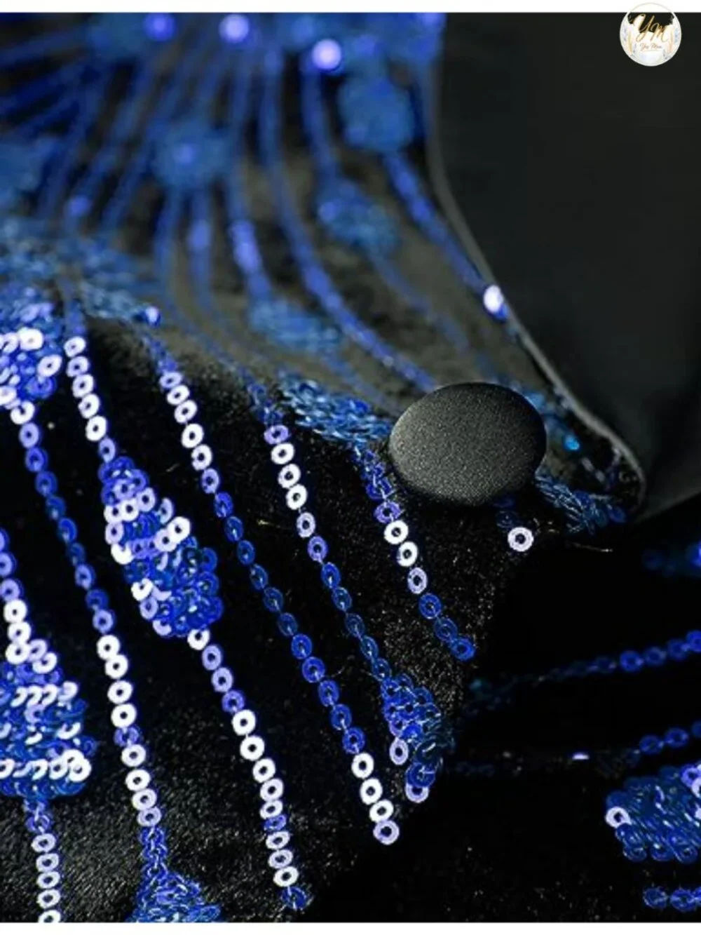 Men's Sequins Velvet Shawl Collar Blazer Suit Jacket Wedding Party Stage